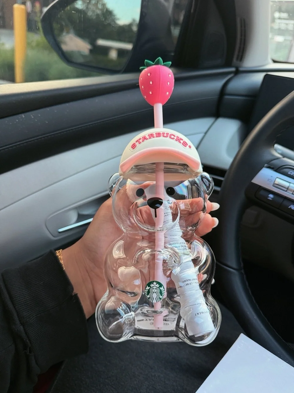 Starbucks Bearista Bear Cup Strawberry Pink Baseball Hat AUTHENTIC